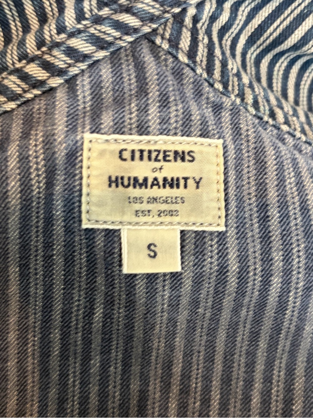 Citizens of humanity Anthropologie blue stripped overalls bib Carpenters small - Picture 2 of 14